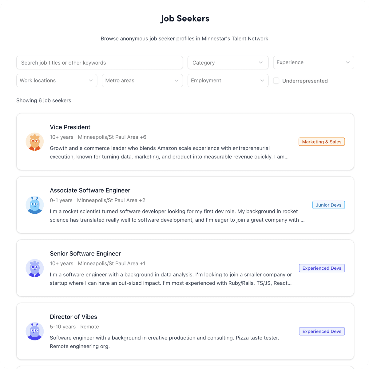 Job seeker list